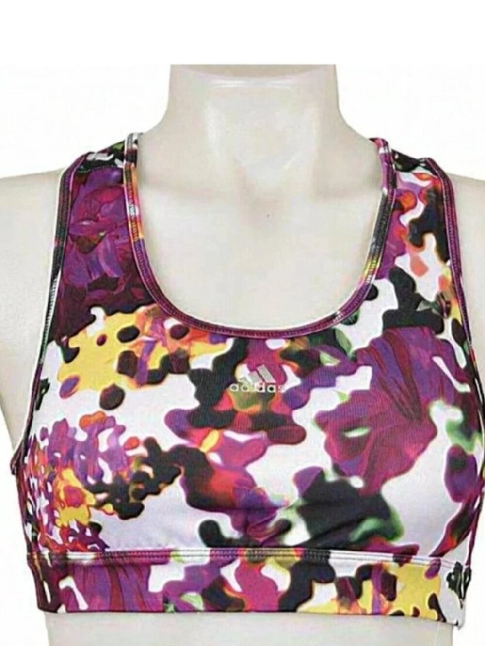 Adidas Climalite Sports Bra Floral Explosion White Pink Size‎  Large
